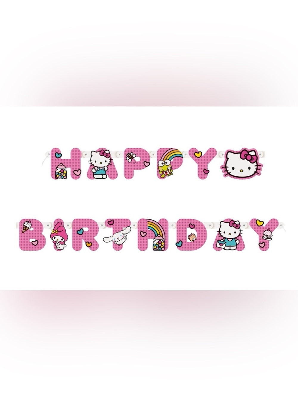 Hello Kitty and Friends Happy Birthday Jointed Banner 6 ft. Pink/White